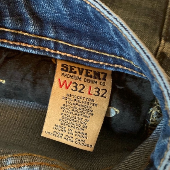 Seven7 Men's 32x32 Straight Fit Jeans Medium Wash Distressed Stretch Pleat - Picture 5 of 8